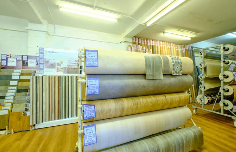 Large selection of vinyl flooring available in stock.